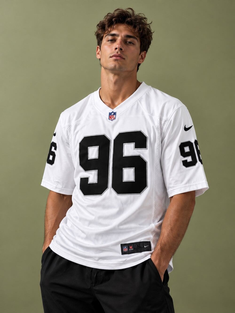 Nike NFL Clelin Ferrell #96 Raiders On Field Jersey White Men’s XL Stitched